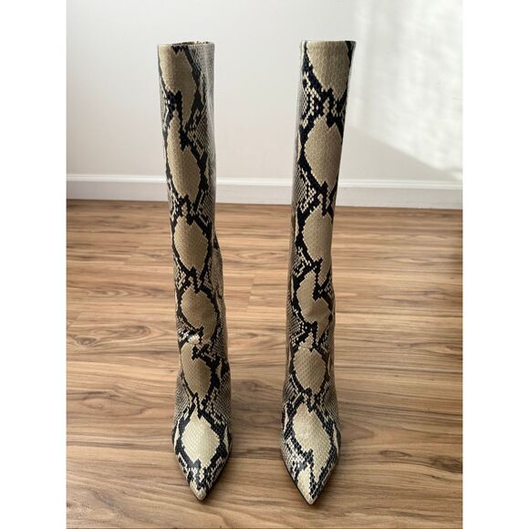 PARIS TEXAS Stiletto snake-effect leather knee boots EU 37.5/ US 7.5 $1050 - Picture 5 of 9